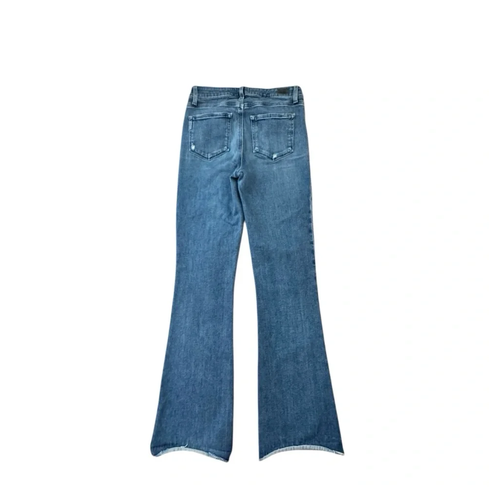 PAIGE‎ High Rise Laurel Canyon Aegean Distressed Blue Wash Flare Jeans Size 28